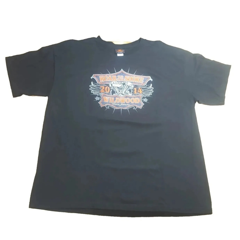 New Hot Leathers Tee Graphic Roar To The Shore 2014 Engine Logo Wildwood Men XL